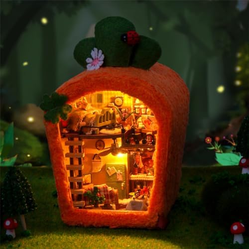 3D Mini House Kit, DIY Miniature House Kit, Buildable Little House Kit, DIY Wooden Crafts with LED Lights, Decorative Wooden Craft Kit, Birthday Gift for Adults - Image 2