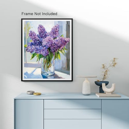 Natuyalo Paint by Number for Adults Beginners, Purple Flowers Over Window Paint by Numbers Kits on Canvas, DIY Acrylic Painting Kits Adults' Paint-by-Number Kits for Home Wall Decor 16x20 inch - Image 3