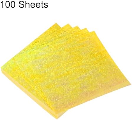 MECCANIXITY 100 Sheet Glitter Origami Paper 4x4 Inch Shiny Sparkly Square Folding Sheet 10x10cm Iridescent Paper for DIY Art, Craft Decor, Yellow - Image 3