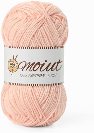 Cotton Yarn for Crocheting, Baby Yarn for Crocheting Soft, 131yds / 1.76oz Fluffy Amigurumi Crochet Yarn, 5 Ply 100% Milk Cotton Yarn for Puzzle、Socks、Clothes(Light Pink) by OMoiut