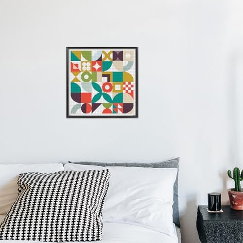 FREEBLOSS 11CT Cross Stitch Kit Cross Stitch Craft Kit with Stitching Guide for Beginners Memphis Stamped Embroidery Set Crossstitch Wall Hanging Set 17.7x17.7inch - Image 7