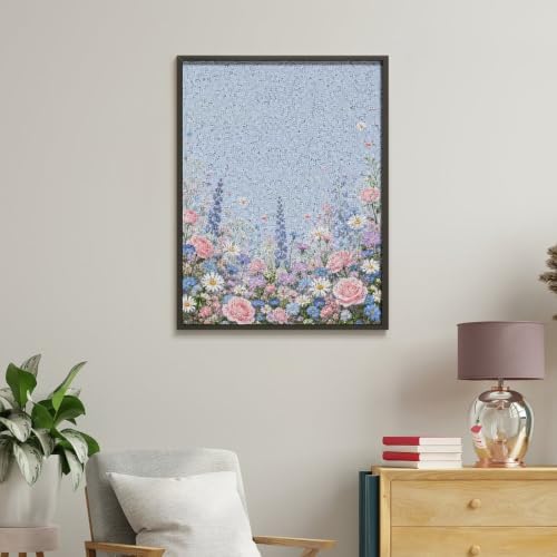 Bozfoxa Paint by Numbers Kit for Adults Beginner Blue Daisy Meadow - Image 4