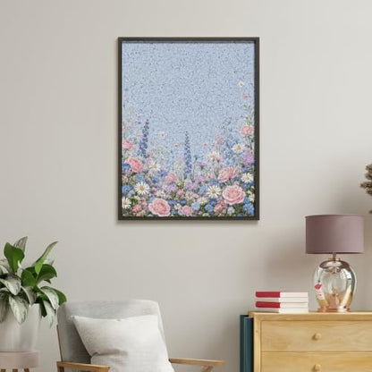 Paint by Numbers Kit for Adults Beginner Art Decor Blue Daisy Meadow - Image 4