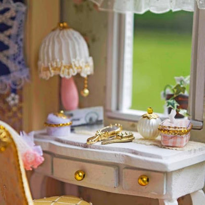 CUTEROOM DIY Miniature Dollhouse Kit – Pink Dream House with Furniture LED - Image 5