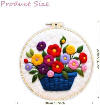 CaptainCrafts Needle Felting Kit, Wool Felt Supplies, Embroidery Hoops, Wool Painting Tools Needle Felting Starter Kit for DIY Decoration (Multicoloured Bouquet) - Image 2