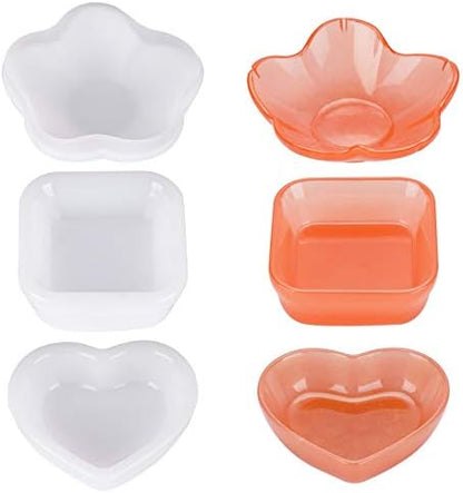 Gartful 3 Pieces Dish Resin Molds, Silicone Jewelry Tray Molds, Storage Container Epoxy Resin Casting Molds for Jewelry Ring Holders, Soap Dish, Candle Holder, 3 Styles(Flower & Heart & Square) by Gartful