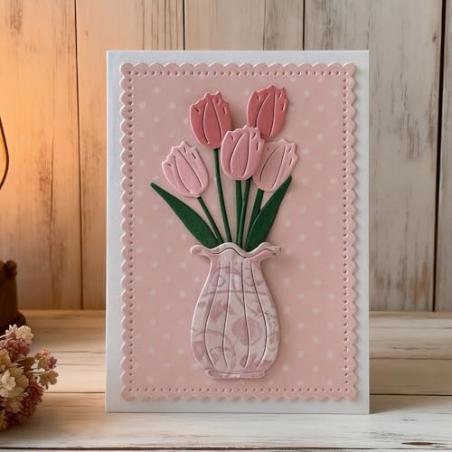 Lapoo Flowers Cutting Die for Scrapbooking - Durable Metal Cutting Die for DIY Scrapbook Photo Album Decorative Paper Card, Metal Card Making Supplies (Hyacinths in The Vase 3 x 2.8 in) - Image 3