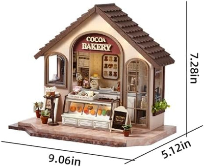 MAGQOO DIY Miniature Dollhouse Kit with Furniture Creative Room Mini Wooden Doll House Accessories DIY Miniature House Kit (Leisurely Joy Bakery) - Image 2