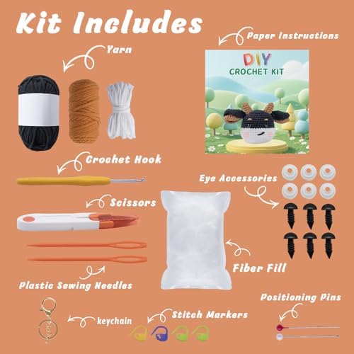 EOKPHULL Crochet Kit for Beginners, Easy DIY Crochet & Knitting Kit for Adults with Step-by-Step Video Tutorials, Yarns, Stuffing, Crochet Hook and Accessories, Crochet Craft Set - Image 3