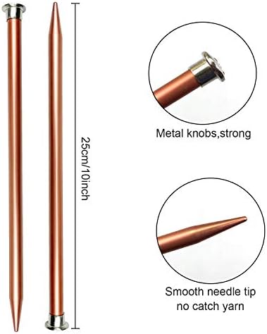 Weabetfu Aluminum Metal Knitting Needle,Colored Straight Single Pointed,10-inch Length for Handmade DIY Knitting,Size US 13(9.0mm) - Image 3
