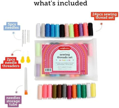 Incraftables Sewing Thread Assortment (24 Pcs Set). Best Polyester Thread for Sewing Machine (360ft per Spool). All Purpose Kit for DIY Embroidery, Quilting & Hand Stitching - Image 2