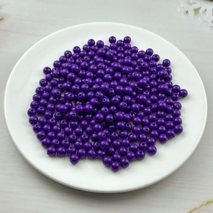 300pcs Acrylic Round Beads for Crafts 8mm Resin Candy Color Spacer Beads with Hole for Jewelry Making Sewing Crafts Decoration Necklaces Bracelets Earrings Supplies(Dark Purple) - Image 2