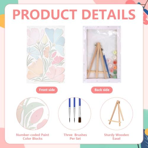 12 Set Paint by Numbers Kit for Adults with 8x12 In Simple Flower Painting - Image 4