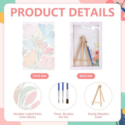 12 Set Paint by Numbers Kit for Adults with 8x12 In Simple Flower Painting - Image 4