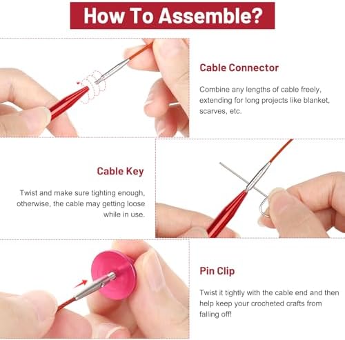 Aeelike 13 Pairs Interchangeable Knitting Needles Set 3-10.0mm, Cherry Red - Image 4