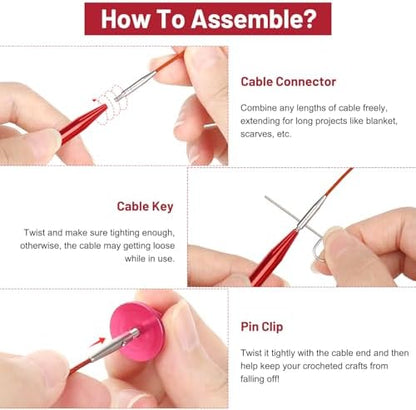 Aeelike 13 Pairs Interchangeable Knitting Needles Set 3-10.0mm, Cherry Red - Image 4