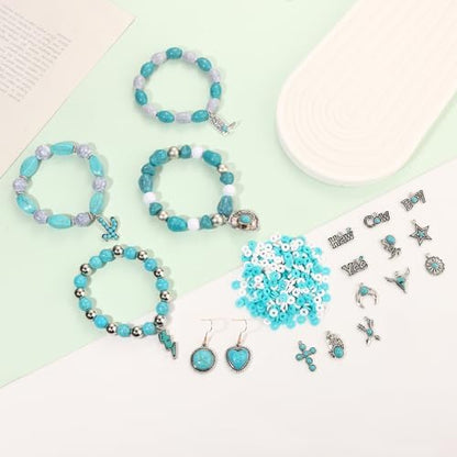 2300PCS+ Western Beads Charms for Bracelet Making Turquoise Clay Heishi Beads Letter Spacer Bead Cactus Star Cowboy Boot Charms for Western Jewelry Making Cowgirl Accessories - Image 4