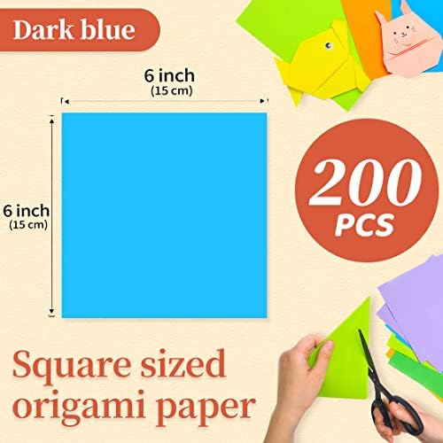 IOOLEEM Origami Paper, 200 Sheets, Dark Blue Origami Paper, 6 Inch Square, Double Sided Colored Paper for Crafts DIY Party & Decoration - Image 2