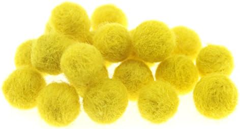 Needle Felt Balls Pure Wool Beads Dry Felted Balls 15mm Handmade DIY Crafts 20pcs (Yellow) by Zasy