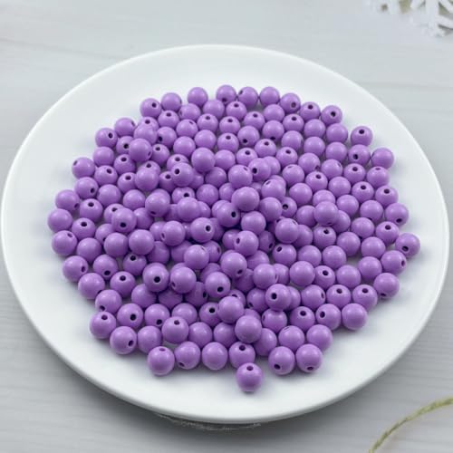 200pcs Acrylic Round Beads for Crafts 10mm Resin Candy Color Spacer Beads with Hole for Jewelry Making Sewing Crafts Decoration Necklaces Bracelets Earrings Supplies(Light Purple) - Image 2