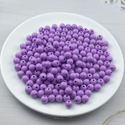 200pcs Acrylic Round Beads for Crafts 10mm Resin Candy Color Spacer Beads with Hole for Jewelry Making Sewing Crafts Decoration Necklaces Bracelets Earrings Supplies(Light Purple) - Image 2