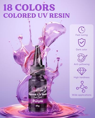 LET'S RESIN UV Resin Kit, 18 Dark Colored UV Resin Craft Set - Image 3