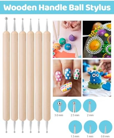20Pcs Clay Sculpting Tools Kit, Ceramic Clay Ball Stylus Dot Painting Tools, Air Dry Clay Tools Set for Carving, Dotting, Embossing, Shaping, Molding, Pottery Crafts, Nail Art, Rhinestone, Rock - Image 3