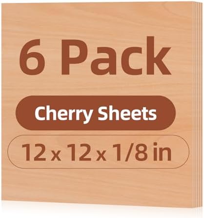 Rowood Cherry Plywood Sheets for Laser Cutting,12x12x1/8inch,6 Pack 3mm Thin Unfinished Wood Crafts for Laser Engraving Blanks and DIY Ornaments and Architectural Model by RowoodAssembleArtDecorateLife