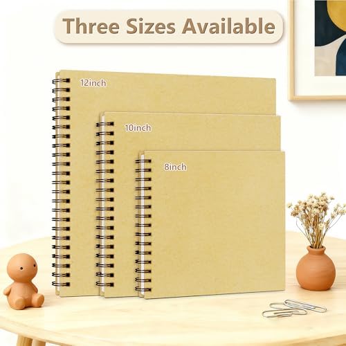 Popotop 10x10 Inch Scrapbook Photo Album, 60 Page Decorative Kraft Paper Book for 4x6 8x10 Pictures, DIY Memory Photo Albums as Gifts for Wedding Baby Christmas School Family - Image 6