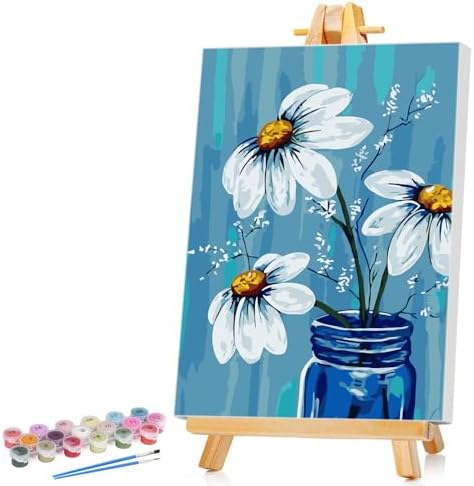 Ginkko Framed Paint by Numbers Kit for Adults 8X 12 inch, Vase Flowers by Ginkko