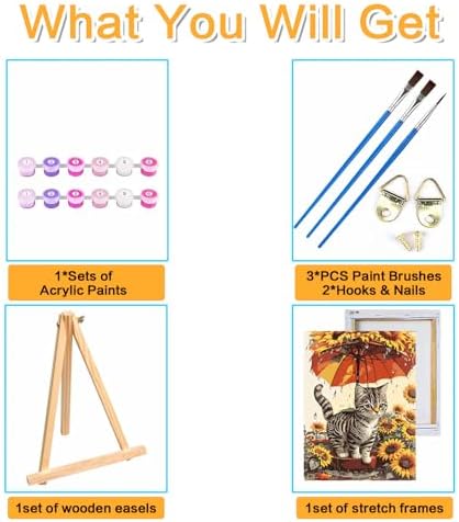 Meothan Framed Paint by Numbers Kits for Adults 12x16in with Wooden Easel - Image 6