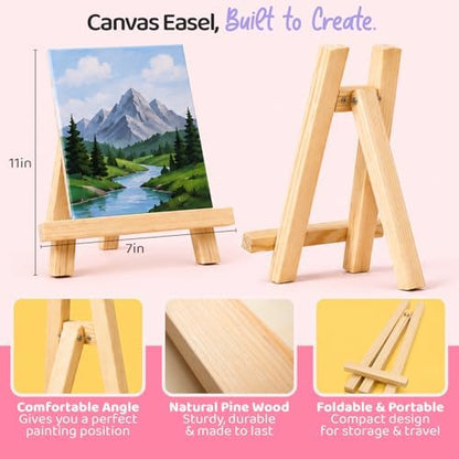 Chalkola Acrylic Paint Set for Adults & Kids - 56 Pcs Canvas Painting Kit - Image 6