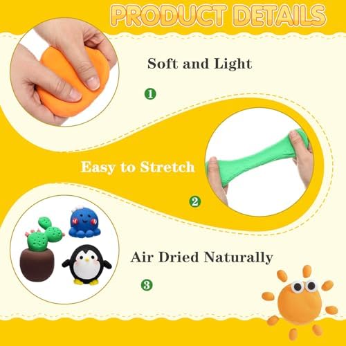 VioraWhite 40 Pcs 21 oz Air Dry Clay Bulk Modeling Clay,Classic Colors - Image 3