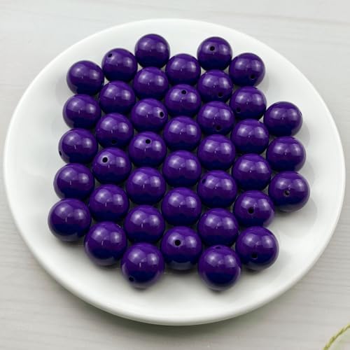 40pcs Acrylic Round Beads for Crafts 18mm Resin Candy Color Spacer Beads with Hole for Jewelry Making Sewing Crafts Decoration Necklaces Bracelets Earrings Supplies(Dark Purple) - Image 2