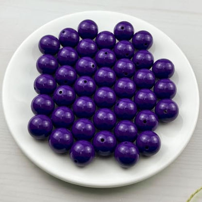 40pcs Acrylic Round Beads for Crafts 18mm Resin Candy Color Spacer Beads with Hole for Jewelry Making Sewing Crafts Decoration Necklaces Bracelets Earrings Supplies(Dark Purple) - Image 2
