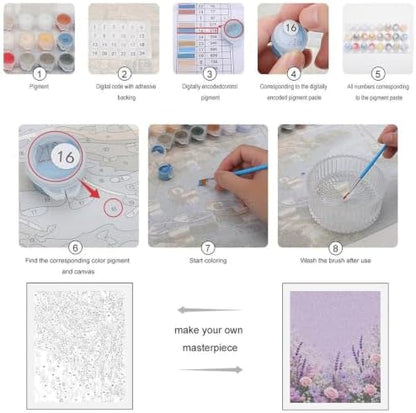Bozfoxa Paint by Numbers Kit for Adults Beginner Lilac Rose Meadow - Image 3