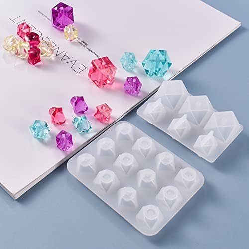 2 PCS Beading Resin Molds Silicone, Jewelry Resin Bead Molds, Diamonds Silicone Mold for Resin with String for Bracelet, Jewelry Making - Image 5