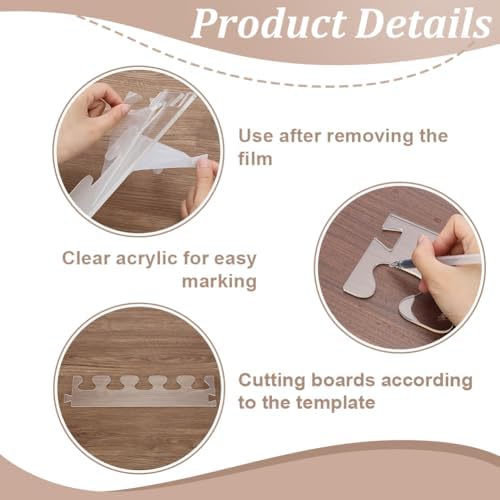 INFUNLY 2pcs Dovetail Stitch Router Template 3.54"×15.75" DIY Acrylic Router Template Pitch Dovetail Router Tray Clear Cutting Board Stencils Angled Curvy Stencils Guide Tools for Woodworking - Image 3