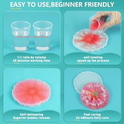 Teexpert Epoxy Resin Kit with Molds – Jewelry Making Kit with Keychain, Coaster & Earring Molds, Complete DIY Resin Kit for Beginners & Adults, Starter Set for Craft and Casting - Image 5