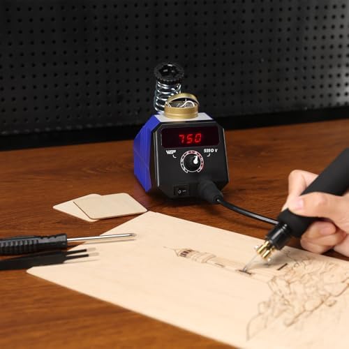 WEP 939D-V Wood Burning Kit 250-750℃/482-1382℉Adjustable Wood Burning Tool with Detachable Pen, 20 Wood burner Tips, WoodBurning Pen Holder Suitable for Pyrography, Leather Burning Kit - Image 2