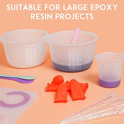 Silicone Resin Measuring Cups, 600ml with Stir Sticks - Image 2