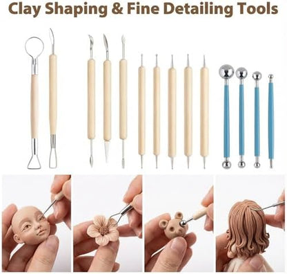 Jahnrun 48Pcs Pottery Kit, Professional Polymer Clay Sculpting Tools Set - Image 4