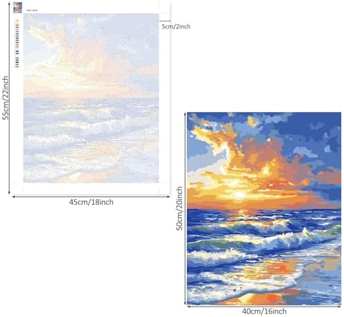 Lxmsja Sunset Paint by Numbers Kit for Adults, Sea Waves Acrylic Paint by Numbers for Adults Beginner, DIY Craft Supplies Oil Painting Kits for Home Wall Decor 16x20 inch (No Frame) - Image 6