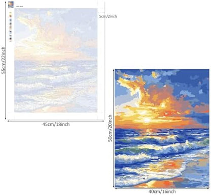 Lxmsja Sunset Paint by Numbers Kit for Adults, Sea Waves Acrylic Paint by Numbers for Adults Beginner, DIY Craft Supplies Oil Painting Kits for Home Wall Decor 16x20 inch (No Frame) - Image 6