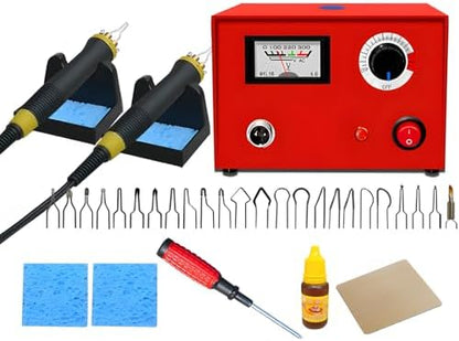 Complete Wood Burning Tool Set – 50W Dual Pens, Adjustable Digital Heat, 20 Interchangeable Tips, Wood Slices & Craft Gear For Pyrography And Diy by Unknown