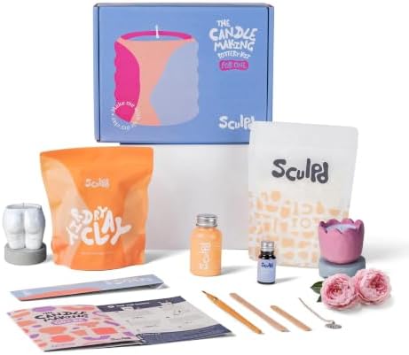 Sculpd Candle Making Pottery Kit with Air Dry Clay | Peony Rose, Beginners Candle Starter Kit for Adults with Eco Soy Wax, Orange & Ginger Scented Fragrance Oil, Varnish, Tools and Guide by Sculpd