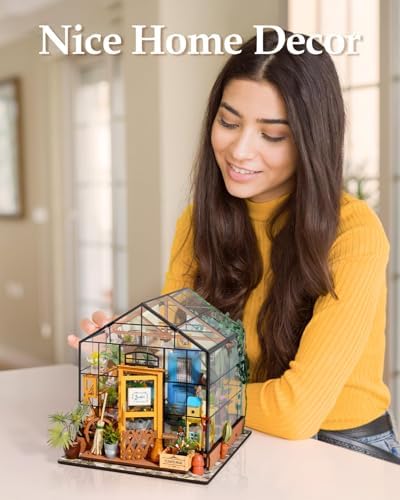 Rowood Miniature House Kit, Mother's Day DIY Miniature Greenhouse Dollhouse Kits for Adults, Wooden Crafts for Adults, Gifts on Birthday Christmas - Cathy's Flower House - Image 5