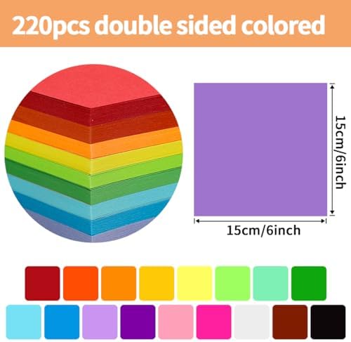 Praisebank Dark Purple Origami Paper, 220pcs 6x6 inch, Double Sided Color, Origami Paper Kit for Crafts, Origami Kit. - Image 2