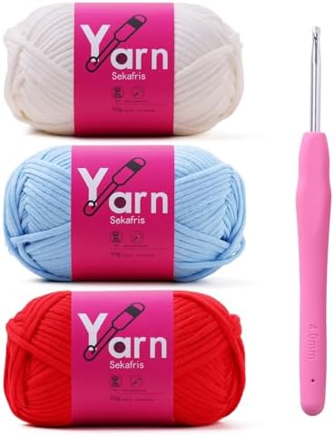 Beginner Yarn for Crocheting Cotton Crochet Yarn #4 Mixed Colors by Sekafris