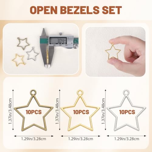 Gartful 30PCS Open Back Bezel for Resin, Hollow Frame Pendants for Resin Casting, DIY Jewelry Making Supplies, Star Shape - Image 2